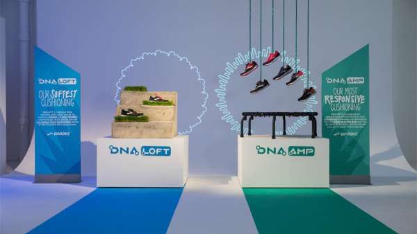 布魯克斯秋季媒體發(fā)布會活動策劃的粒子爆裂入口歡迎墻蠻有趣的